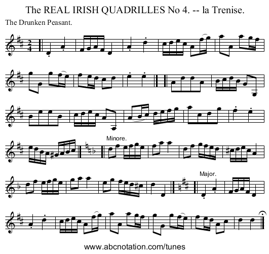 The REAL IRISH QUADRILLES No 4. -- la Trenise. - staff notation