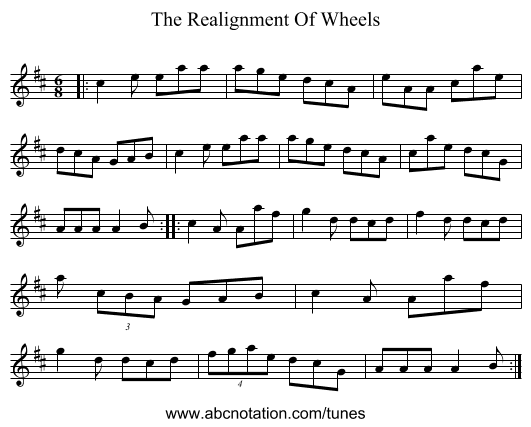 The Realignment Of Wheels - staff notation