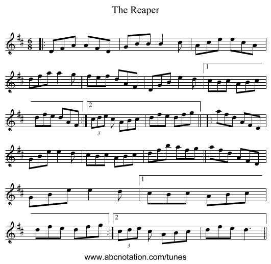The Reaper - staff notation
