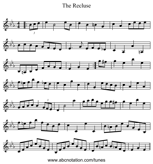 The Recluse - staff notation
