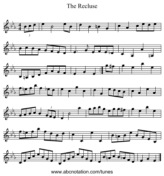 The Recluse - staff notation