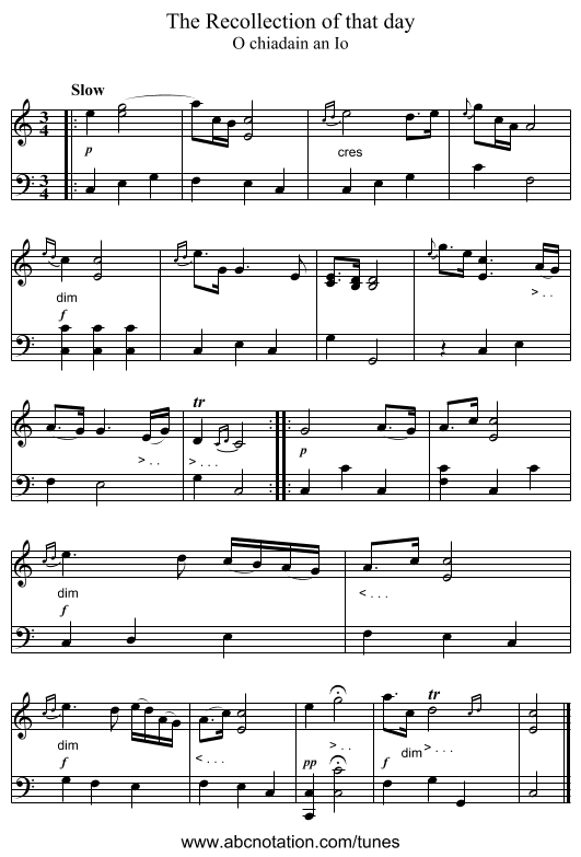 The Recollection of that day - staff notation