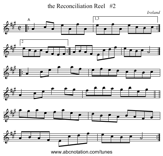 the Reconciliation Reel #2 - staff notation