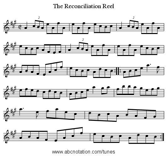 The Reconciliation Reel - staff notation