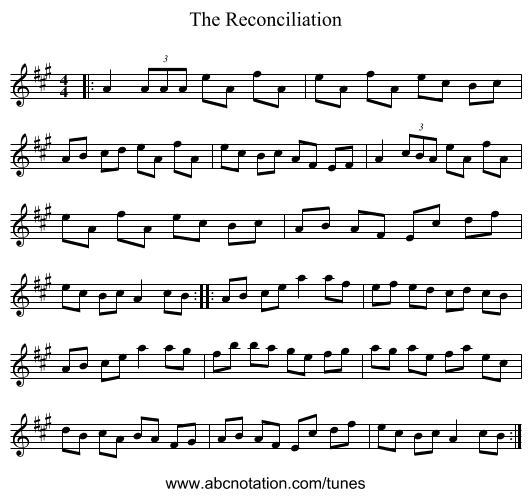 The Reconciliation - staff notation
