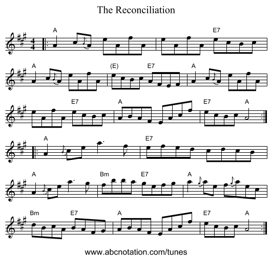 The Reconciliation - staff notation