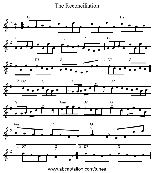 The Reconciliation - staff notation