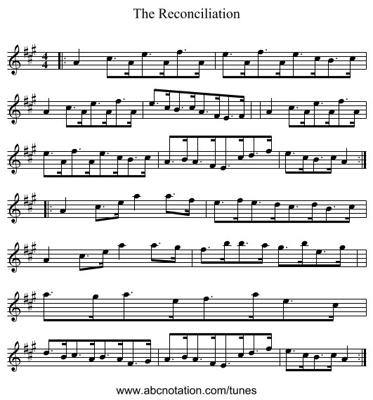 The Reconciliation - staff notation