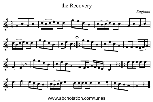 the Recovery - staff notation