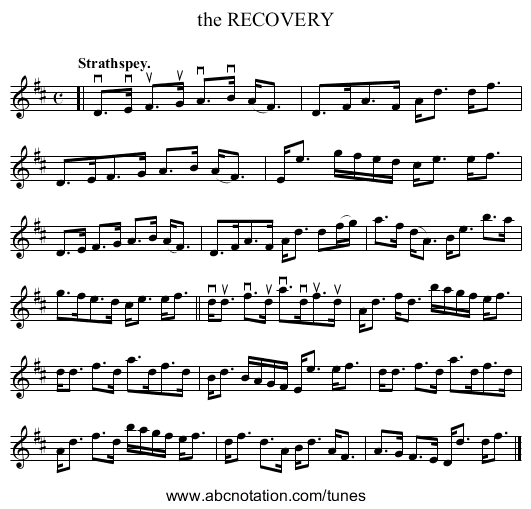 the RECOVERY - staff notation
