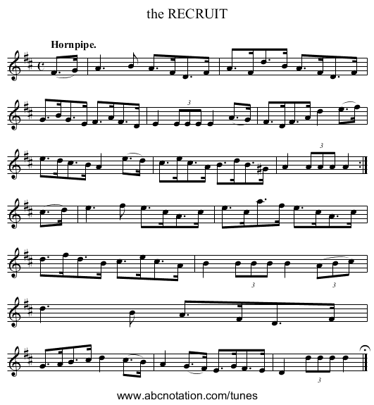the RECRUIT - staff notation