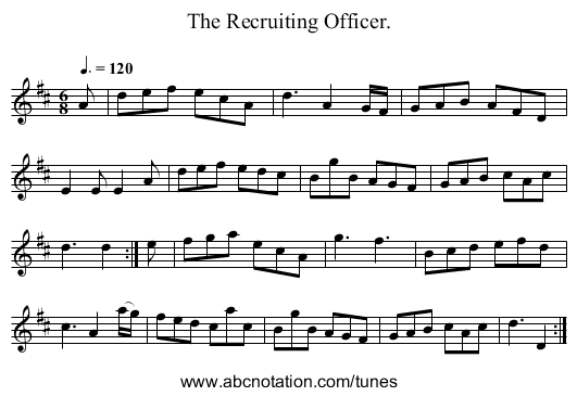 The Recruiting Officer. - staff notation