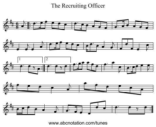 The Recruiting Officer - staff notation