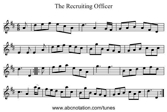 The Recruiting Officer - staff notation