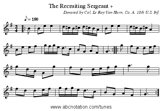 The Recruiting Sergeant + - staff notation