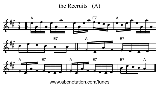the Recruits   (A) - staff notation