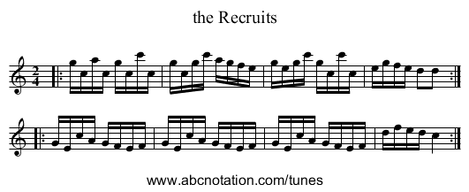 the Recruits - staff notation