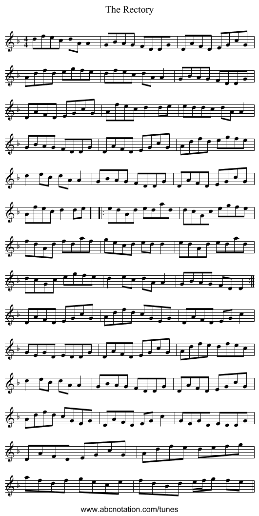 The Rectory - staff notation