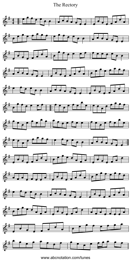 The Rectory - staff notation