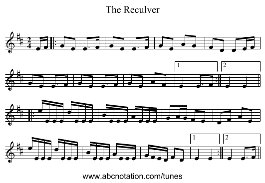 The Reculver - staff notation