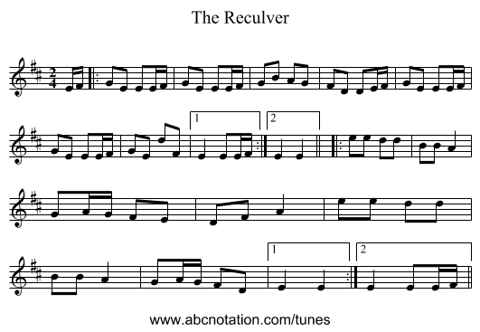The Reculver - staff notation