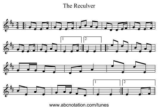 The Reculver - staff notation