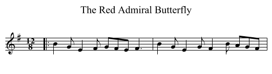 The Red Admiral Butterfly - staff notation
