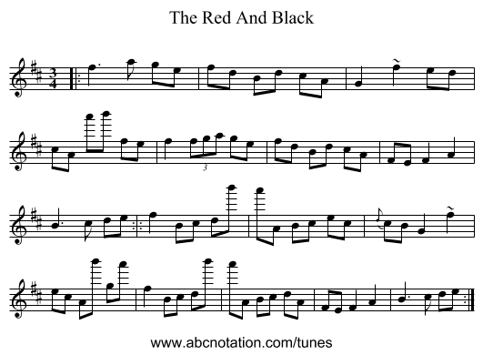 The Red And Black - staff notation