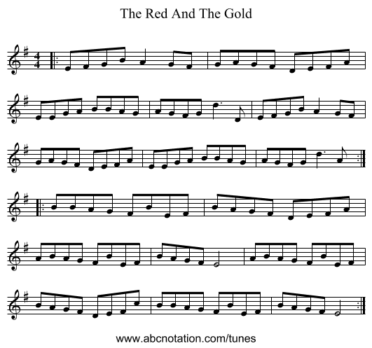 The Red And The Gold - staff notation