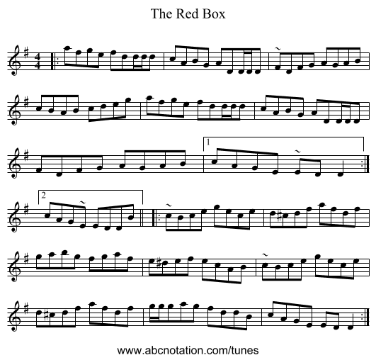 The Red Box - staff notation