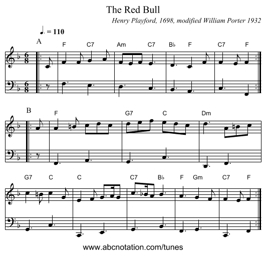 The Red Bull - staff notation