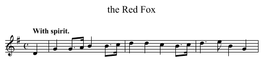 the Red Fox - staff notation