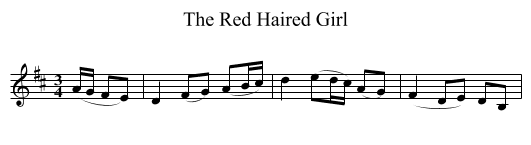 The Red Haired Girl - staff notation