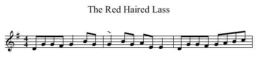 The Red Haired Lass - staff notation