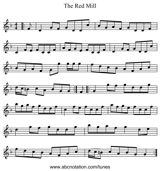 The Red Mill - staff notation