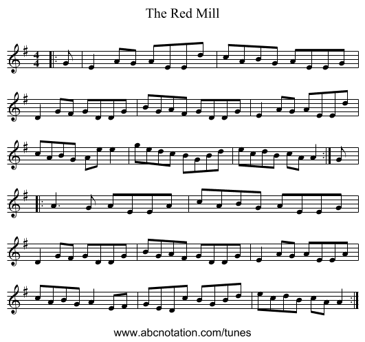The Red Mill - staff notation