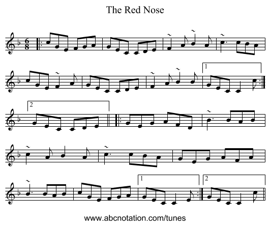 The Red Nose - staff notation
