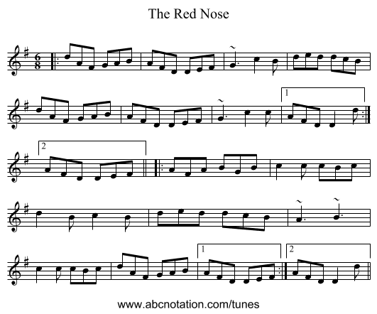 The Red Nose - staff notation