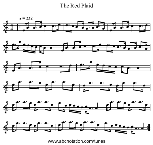 The Red Plaid - staff notation