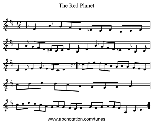 The Red Planet - staff notation