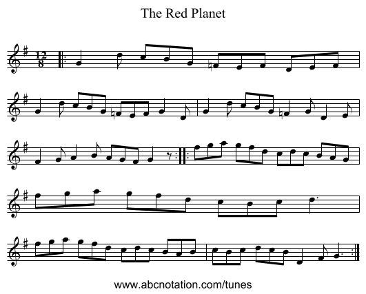 The Red Planet - staff notation