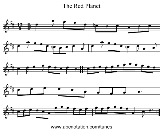The Red Planet - staff notation