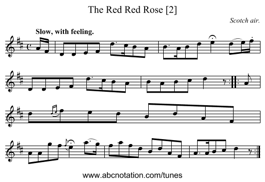 The Red Red Rose [2] - staff notation