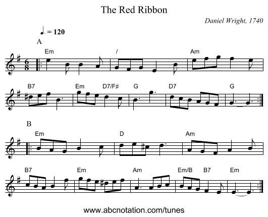 The Red Ribbon - staff notation
