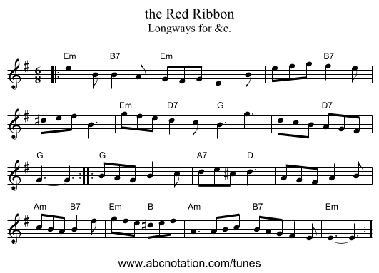the Red Ribbon - staff notation