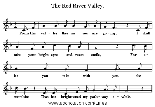 The Red River Valley. - staff notation