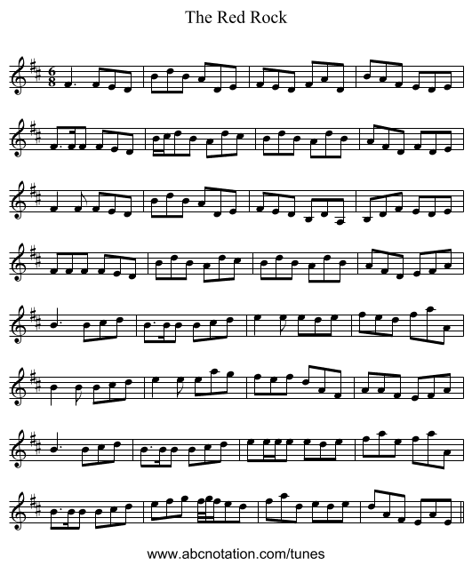 The Red Rock - staff notation