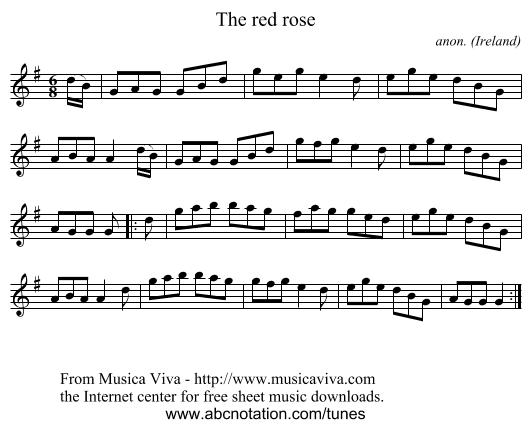 The red rose - staff notation