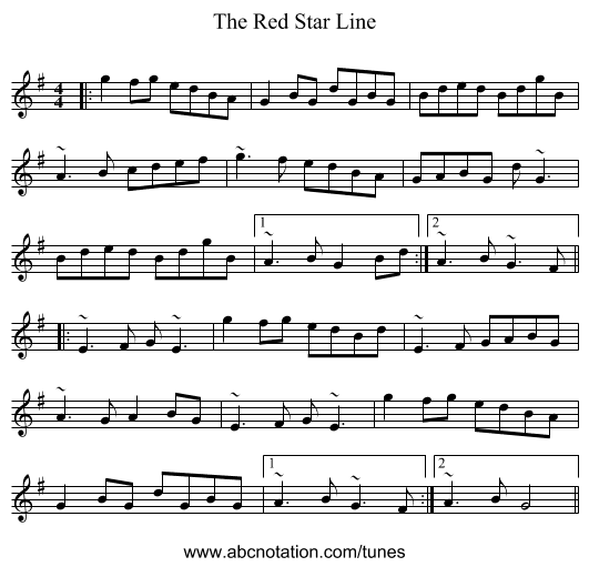 The Red Star Line - staff notation