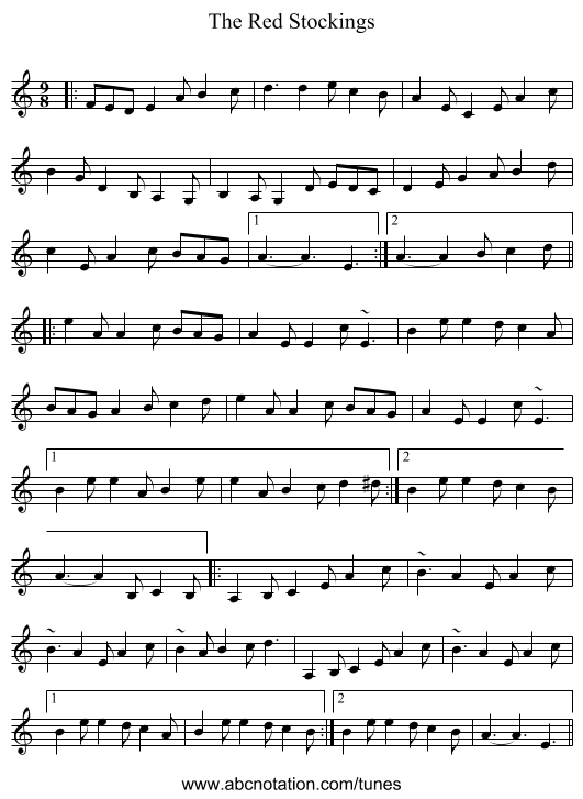 The Red Stockings - staff notation